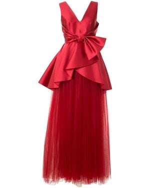 Alberta Ferretti Satin And Tulle Gown - Red