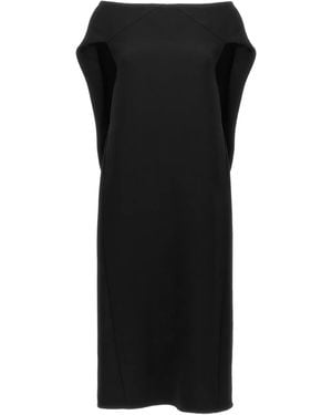 The Row Anitas Cape-Detailed Wool Gabardine Midi Dress - Black