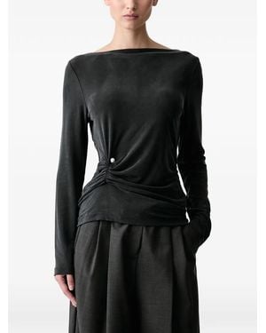 Stine Goya Pearl-Embellished Ruched Long-Sleeved Top - Black