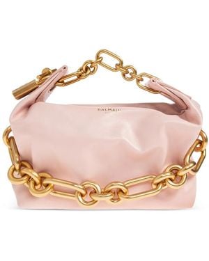 Balmain Mini Sync Chain Padlock Leather Tote Bag - Pink