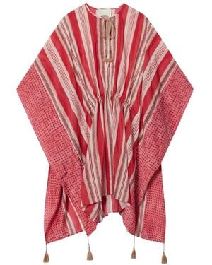 Isabel Marant Robe De Plage Loreliz À Rayures Et À Franges - Rouge