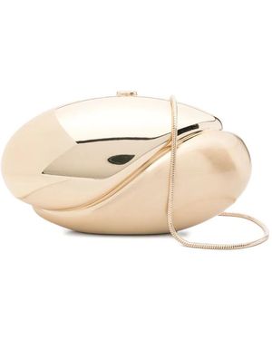 Jonathan Simkhai Ameera Metallic-Effect Oval Clutch - Natural