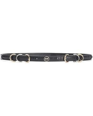 Pinko Crocodile-Effect Leather Belt - White