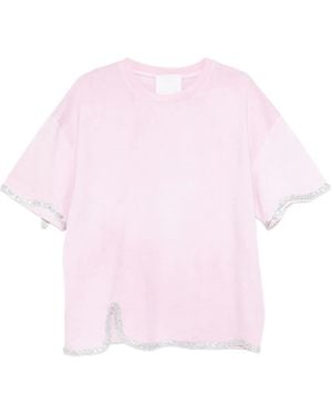 Loulou Sequin-trim T-shirt - Pink