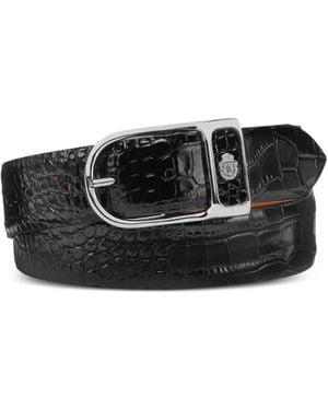 Billionaire Crocodile-Embossed Leather Belt - Black