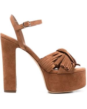 Casadei Fringe-Detail Suede Sandals - Brown