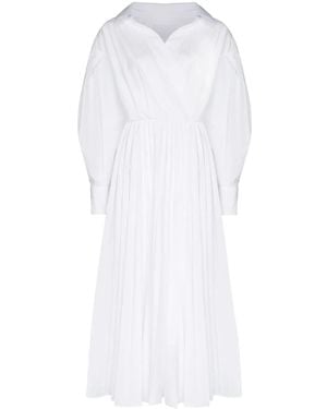 Valentino Garavani Wrap Pleated Shirt Dress - White
