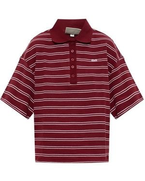 Gestuz Pilova Striped Short-Sleeve Polo Shirt - Red