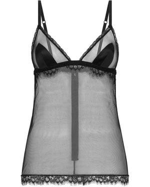 Dolce & Gabbana Lace-Detail Sheer Camisole - Grey