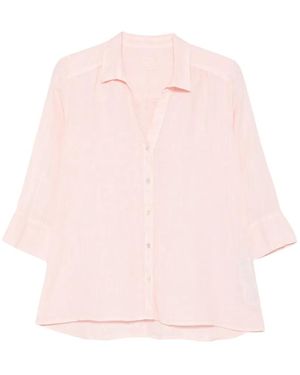120% Lino V-Neck Buttoned Shirt - Pink