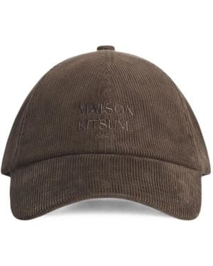 Maison Kitsuné Paris Corduroy Embroidered Baseball Cap - Brown