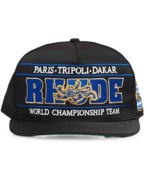 Rhude Embroidered-Logo Straight-Visor Cap - Blue