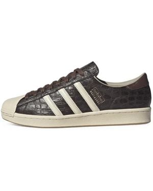 adidas Superstar Crocodile-Effect Leather Sneakers - Brown