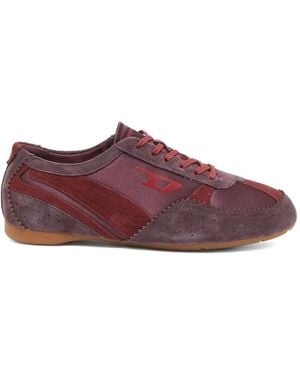 DIESEL D-Mile-Flat Trainers With Suede Overlays - Purple