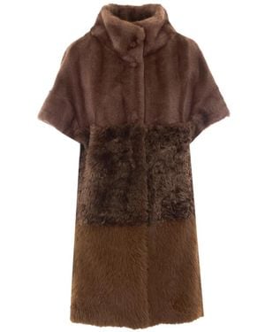 Bully Faux-Fur Short-Sleeve Coat - Brown