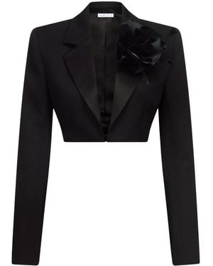 Area Blazer Flower Corsage Crop - Nero