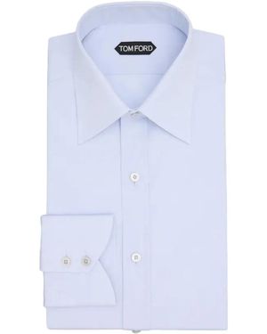 Tom Ford Long-Sleeve Cotton Shirt - Blue