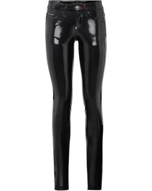 Philipp Plein Patent-Finish Pants - Black