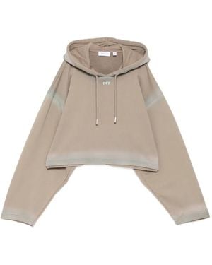 Off-White c/o Virgil Abloh Spray-Effect Logo Stamped Hoodie - Natural