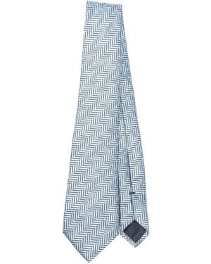 Giorgio Armani Herringbone-pattern silk tie - Blau