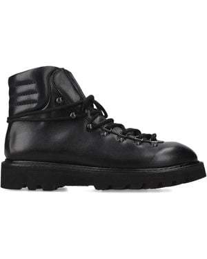 Premiata Lace-Up Leather Boots - Black