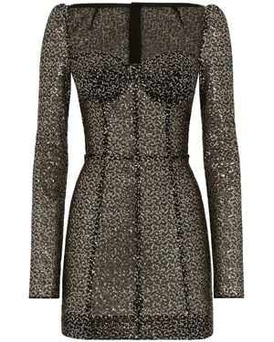 Dolce & Gabbana Abito Corto Bustier Maniche Lunghe - Nero