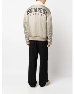DSquared² Logo-Print Bomber Jacket - White