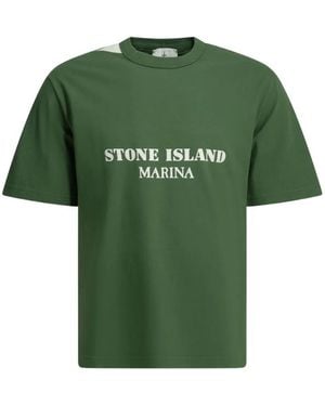 Stone Island Marina Logo-Print T-Shirt - Green