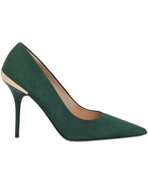 Love Moschino Metallic-Trim Suede Court Shoes - Green