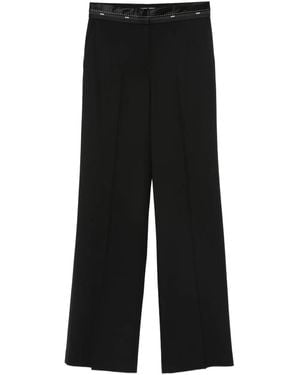 MSGM Pantalon À Bords En Satin - Noir