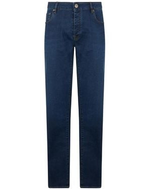 Moorer Straight-Cut High-Waisted Jeans - Blue