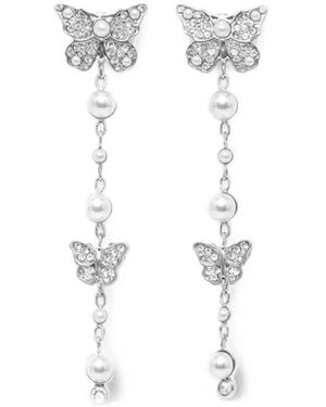 Guess Borboleta Butterfly Faux-Pearl Earrings - White