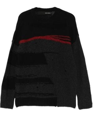 Isabel Benenato Distressed Panelled Jumper - Black