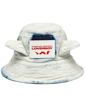 Charles Jeffrey Ear-Flaps Denim Bucket Hat - Grey