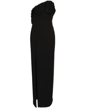 Marchesa Pleat-Detail Strapless Gown - Black