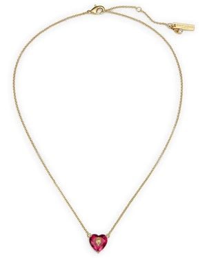 Kurt Geiger Eagle-Head Crystal Heart-Pendant Necklace - White