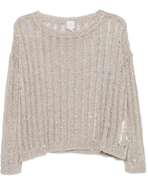 120% Lino Jersey Con Lentejuelas - Neutro