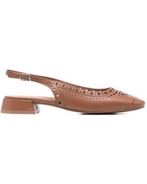 Bibi Lou Laser-Cut Slingback Ballet Flats - Brown