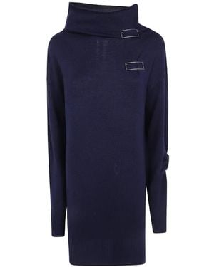Pierantoniogaspari Buckle-Detail Knitted Dress - Blue