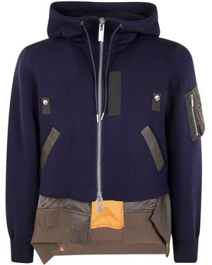 Sacai Zip-up Pocket Hooded Jacket - ブルー