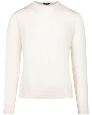 Barba Napoli Round Neck Slim Sweatshirt - White