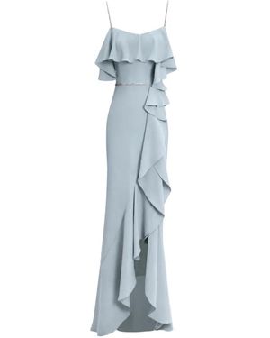 Gemy Maalouf Ruffled Crystal-Embellished Dress - Blue