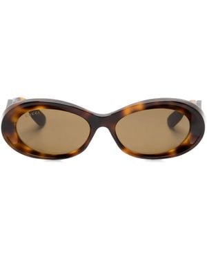 Gucci オーバルフレーム サングラス - ブラウン