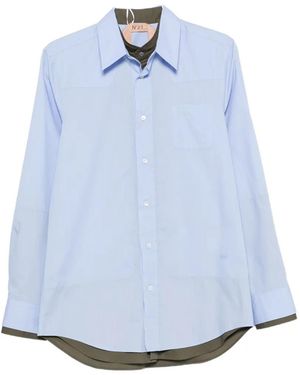 N°21 Logo-Embroidered Shirt - Blue
