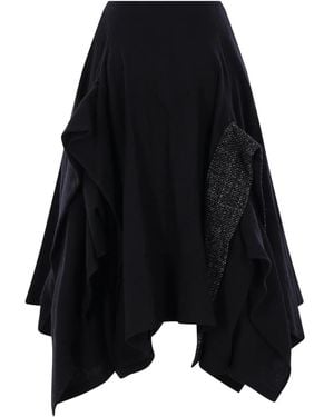 Yohji Yamamoto Ruffled Panelled Skirt - Black
