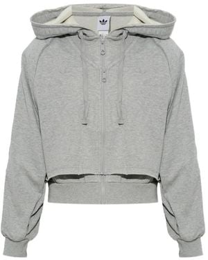 adidas Layered-Effect Cropped Hoodie - Grey