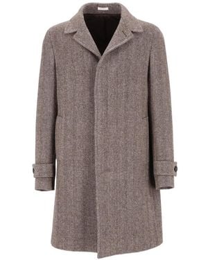 Al Duca d'Aosta Herringbone Single-Breasted Coat - Brown
