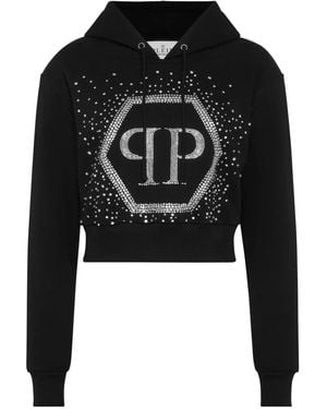 Philipp Plein Sudadera Venice Beach corta con capucha - Negro