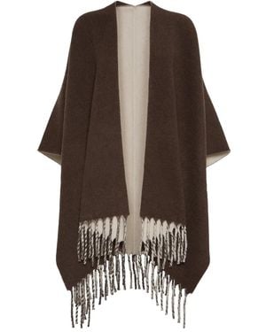Brunello Cucinelli Fringe-Detail Poncho - Brown