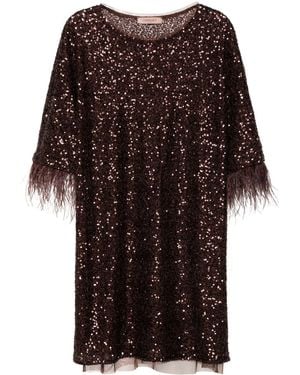 Twin Set Sequinned Mini Dress - Brown